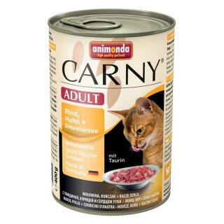 Animonda Cat Dose Carny Adult Rind & Huhn & Entenherzen - 400 g