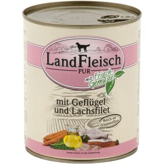 Landfleisch Dog Pur Geflügel & Lachsfilet 800g