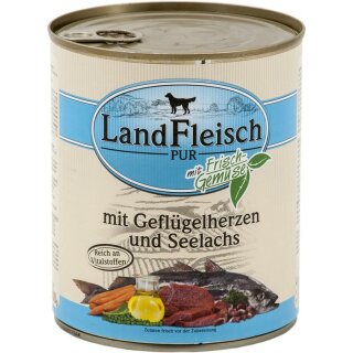 Landfleisch Dog Pur Geflügelherzen & Seelachs  800g